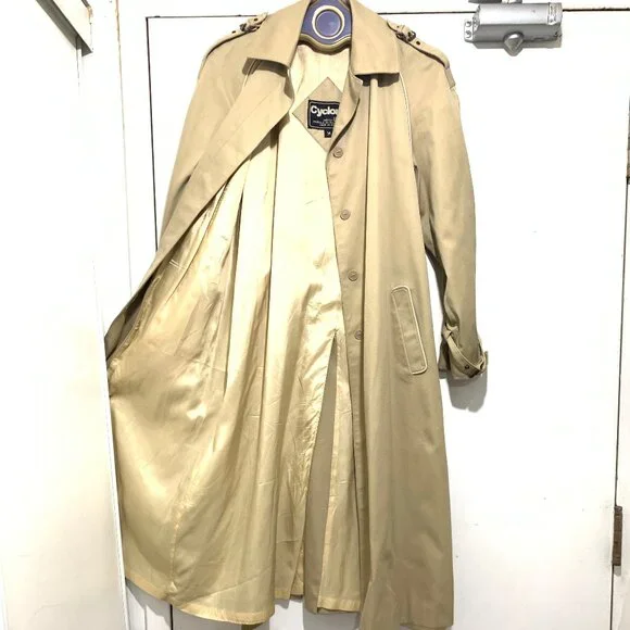 VINTAGE CYCLONE BY UTEX MADE IN ROMANIA BELTED TRENCH COATS SIZE 14 - Picture 7 of 16